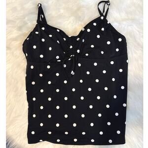 Lands End Polka Dot Supportive Underwire Tankini Top 18 Long